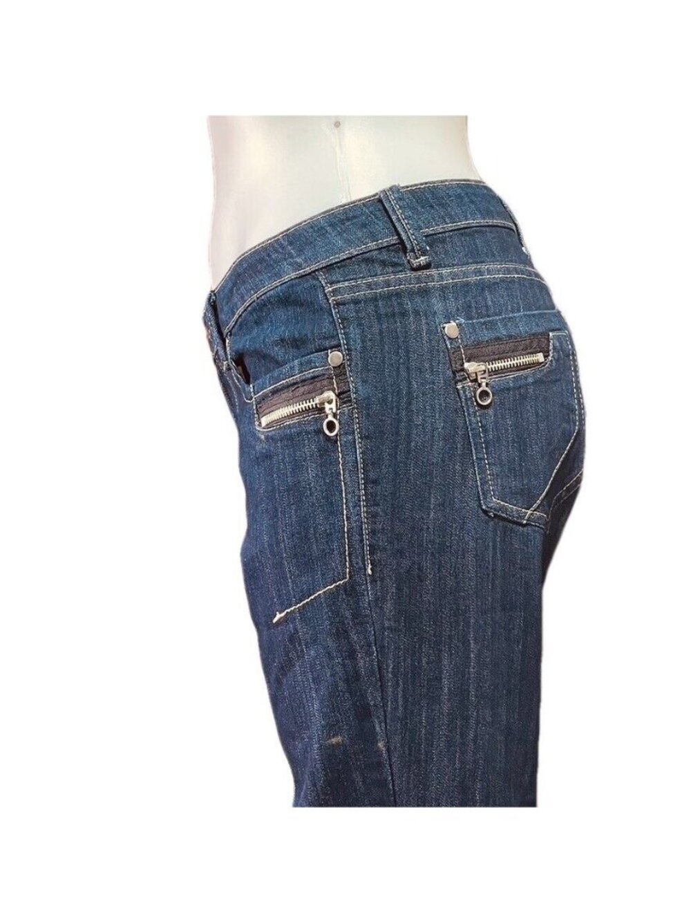 Vintage EXOCET Straight Leg Dark Wash Zipped Pockets Junior Denim Jeans - Picture 7 of 9